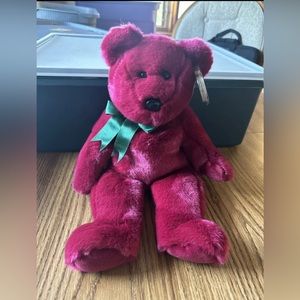 TY Beanie Buddy - CRANBERRY TEDDY (14 inch)New. MWMT